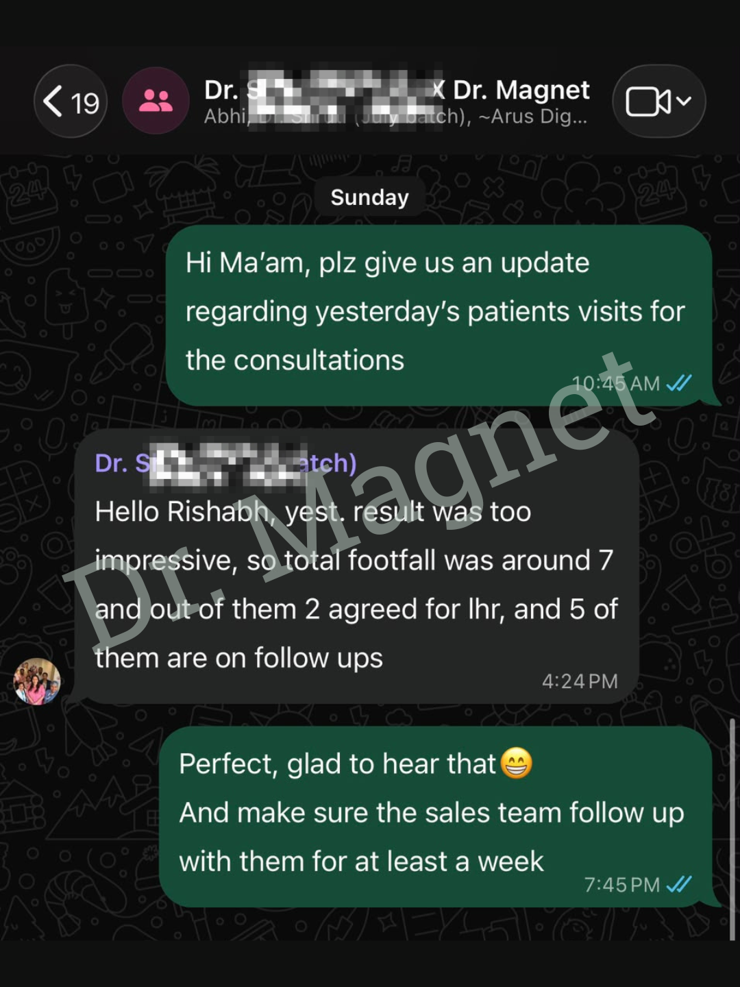 Client feedback — 7 patient footfall update with follow-ups